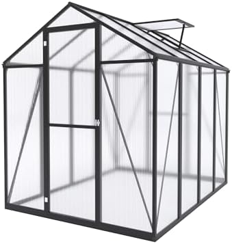 6*8.2ft greenhouse for outdoors,polycarbonate greenhouse with stronger wind on a desk or shelf