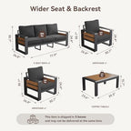 aoxun aluminum patio furniture set, 5 seats sectional shown in use