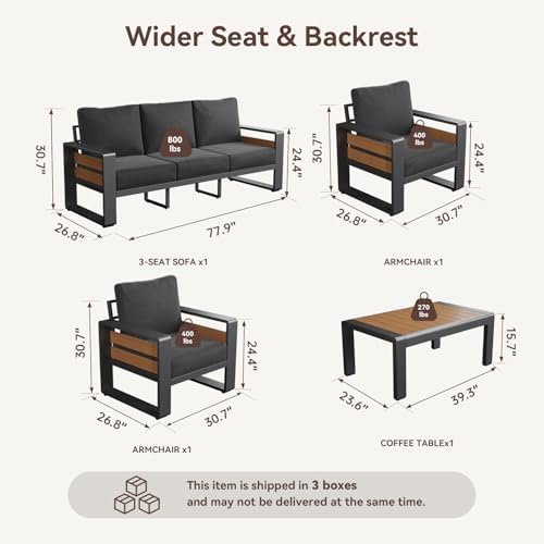 aoxun aluminum patio furniture set, 5 seats sectional shown in use