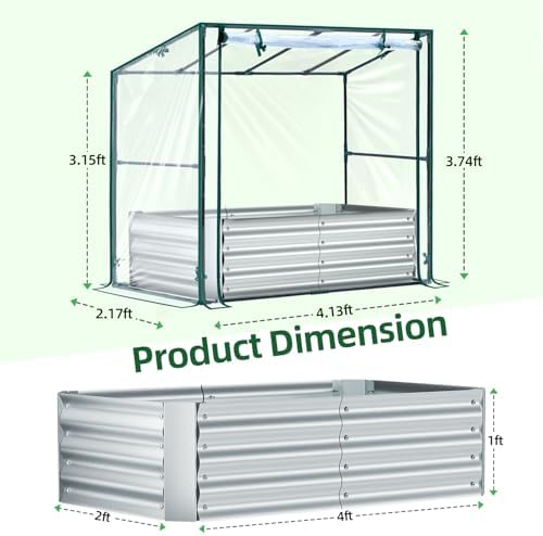 ohuhu 4x2x1 ft raised garden bed outdoor with, front angle view