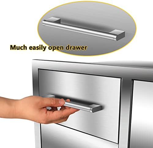 outdoor kitchen drawer combo, bbq access trash drawer showing dimensions