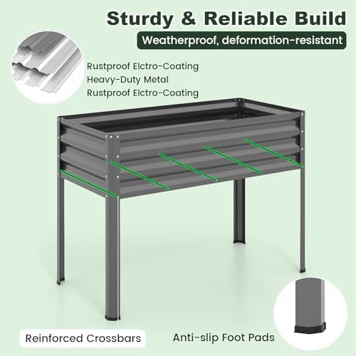 giantex raised garden bed with legs & greenhouse showing dimensions