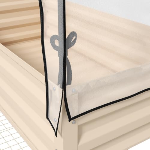 outsunny raised garden bed with cover and storage, front angle view