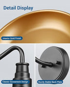 dewenwils 2 pack gooseneck barn outdoor wall light, close-up detail