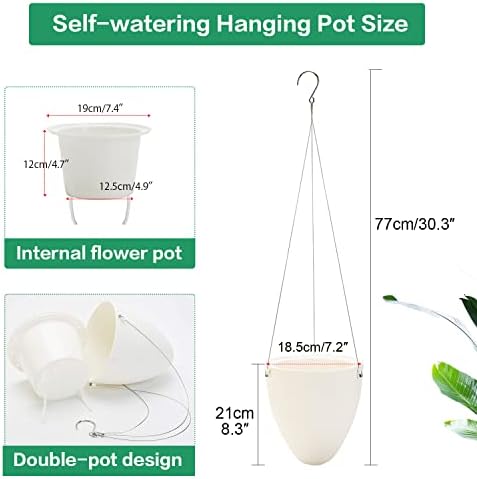 sungmor 3 pack plastic self watering hanging planters, package contents