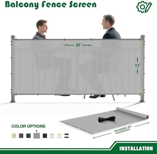 3'x50' gray balcony privacy screen fence outdoor patio, close-up detail