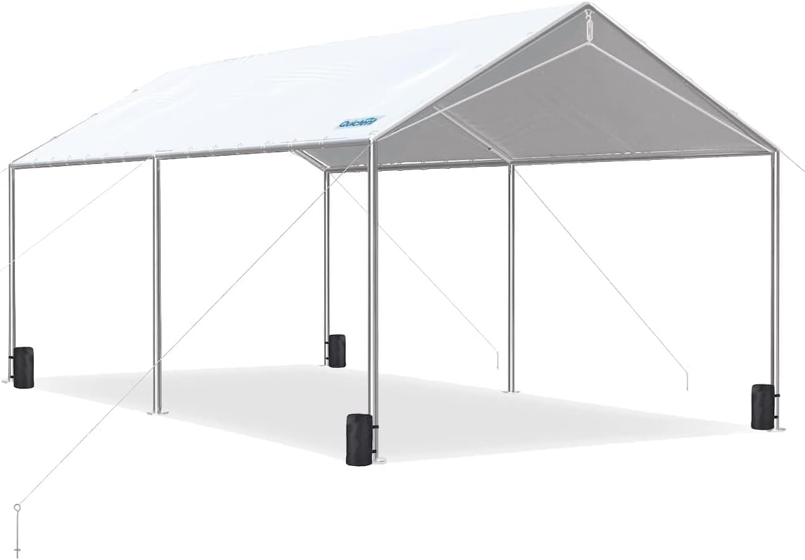 quictent 10x20 ft heavy duty car canopy galvanized, main product view