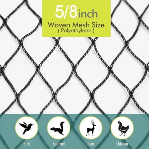 bird netting for garden, fetanten 7.5 x 100ft showing dimensions