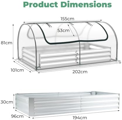 giantexuk raised garden bed with greenhouse, 2 in on a desk or shelf