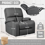 Rocking Recliner Chair, Massage Rocker Recliner Chair with Vibration Massage and Heat, 360° Swivel Faux Leather Chairs, Living Room, Bedroom, Nursery, RV, Dark Grey