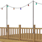 2 Pack 6.5 FT Stainless Steel String Lights Pole Bracket/Holder for Deck Railing Wood Posts, Black