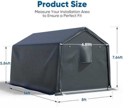 quictent heavy duty 8x14ft carport storage shelter with shown in use
