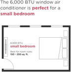 frigidaire 6,000 btu window air conditioner with remote showing dimensions