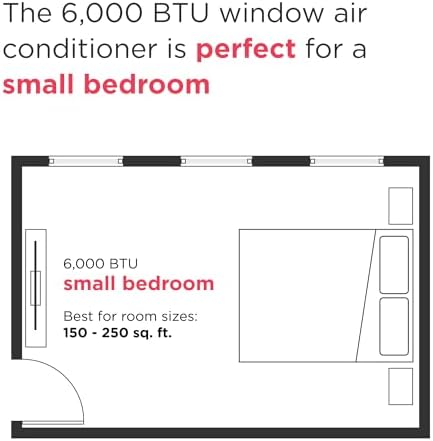 frigidaire 6,000 btu window air conditioner with remote showing dimensions