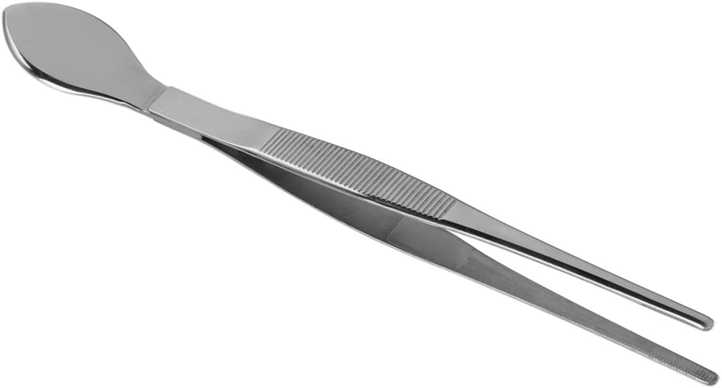 Bonsai Tweezers, Professional Stainless Steel Dual Function Straight Serrated Tips with Spatula for Precise Bonsai Care and Repotting