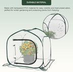 mini transparent pop up greenhouse for indoor and showing dimensions
