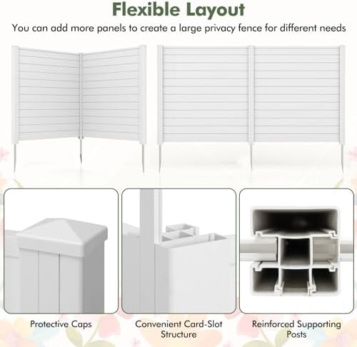 giantex no-dig air conditioner fence, 2 panels, 48''w showing dimensions