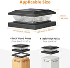 4x4 Solar Post Cap Lights Outdoor 16 Pack, Waterproof Solar Fence Light for Wooden/Vinyl Post, 2 Color Outside Deck Patio Porch Decor, Black