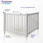 wambam sturbridge yard or pool fence, white vinyl, close-up detail