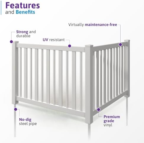 wambam sturbridge yard or pool fence, white vinyl, close-up detail