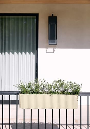 veradek demi series railing planter - round window showing dimensions