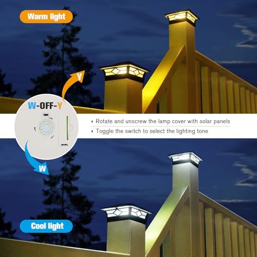 jofios solar post cap lights outdoor 12pack, waterproof, side view
