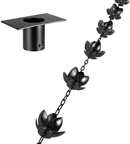 oak leaf rain chain with adapter, 8.5ft, front angle view
