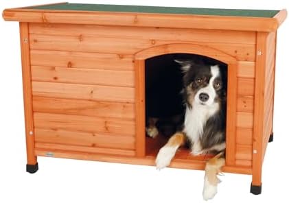 trixie pet products dog club house, large,glazed pine,40.75x26.75x28.25 on a desk or shelf