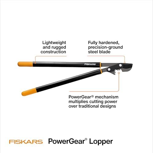 fiskars 32” powergear garden bypass loppers, tree trimmer shown in use