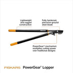 fiskars 32” powergear garden bypass loppers, tree trimmer shown in use
