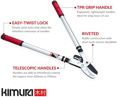 kimura® pro heavy duty garden loppers - 25-37", close-up detail