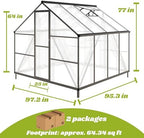 8x8ft outdoor greenhouse with roof vent, charcoal black shown in use