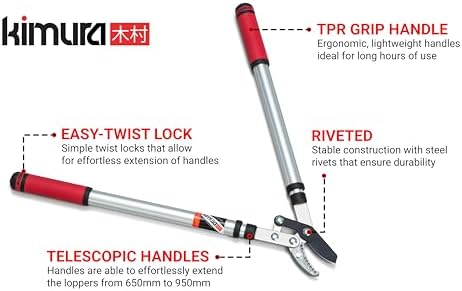 kimura® pro heavy duty garden loppers - 25-37", close-up detail