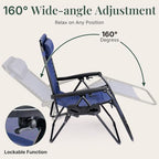 Zero Gravity Chairs Set of 2, Outdoor Folding Lounge Chairs | Reclining Patio Lawn Chairs with Mesh Back, Adjustable Pillows and Cup Holder Trays, for Pool, Beach, Backyard