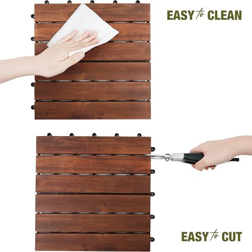 acacia wood interlocking deck tiles, patio & backyard on a desk or shelf