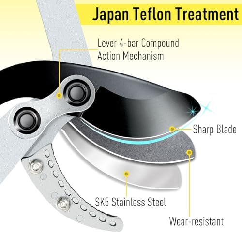 tree branch cutter garden shears set, loppers for, close-up detail