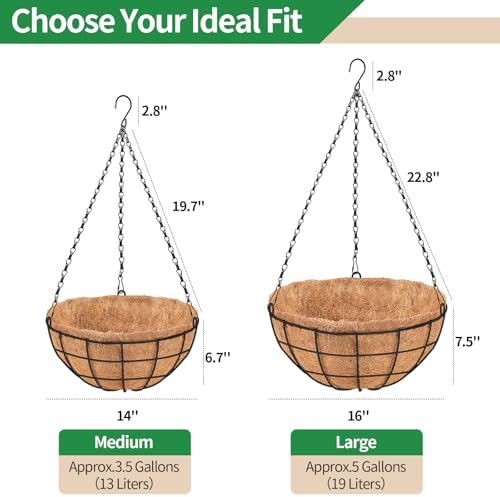 16 inch hanging planters for outdoor plants, 2, close-up detail