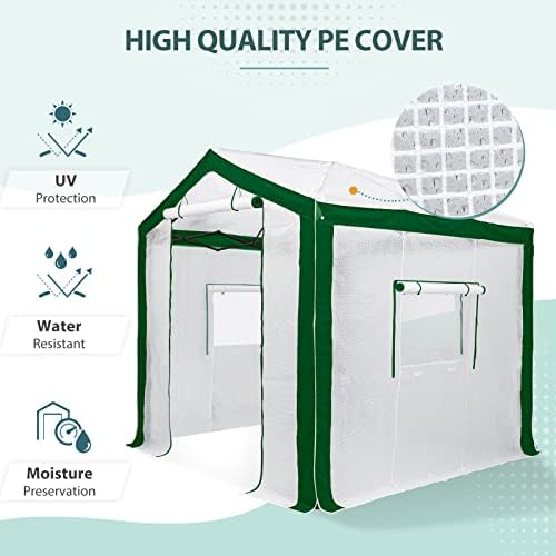 eagle peak 8x8 portable walk-in greenhouse, pop-up indoor, front angle view