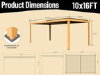 domi aluminum louvered pergola 10x16, outdoor metal pergola, front angle view