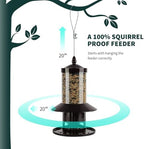 squirrel-proof bird feeder for outdoor hanging wild bird, front angle view
