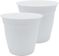 The HC Companies 16 Inch Eclipse Round Planter Pots with Drainage Holes & Attached Saucer, Lightweight UV-Resistant Plastic Indoor & Outdoor Planters, 2-Pack Flower Pots for Garden & Home Decor, White