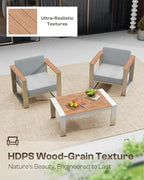 aluminum patio furniture set, 5 seats outdoor patio, close-up detail