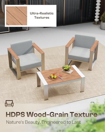 aluminum patio furniture set, 5 seats outdoor patio, close-up detail