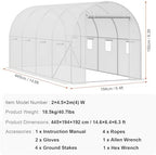 vevor walk-in tunnel greenhouse, 14.6x6.4x6.3 ft hoop house on a desk or shelf