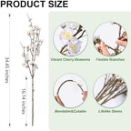 florisso 6 pcs artificial cherry blossom branches spring, close-up detail
