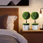 lewondr 16'' potted artificial topiary boxwood topiary ball, side view