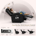Power Recliner Chair with Heat and Back Massage, Electric Power Oversized Reclining Chair Infinite Position with Storage Armrests & 2 Cup Holders for Living Room, Brown