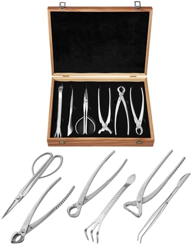 bonsai tool set 6pcs in an wood gift, main product view