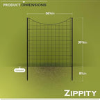 zippity 39in h black metal fence, diy fence showing dimensions