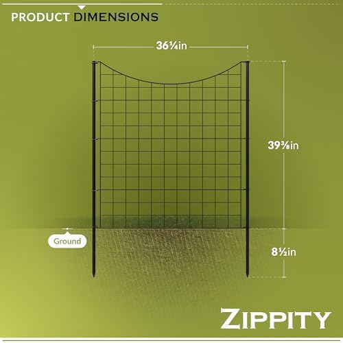 zippity 39in h black metal fence, diy fence showing dimensions